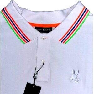 Psycho Bunny Mens 5XLT Athens Pique White Short Sleeve Polo Big & Tall NWT